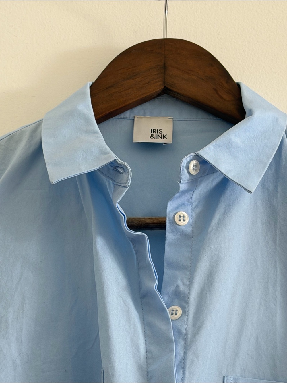 Iris & Ink Light Blue Women's Button-Front Blouse